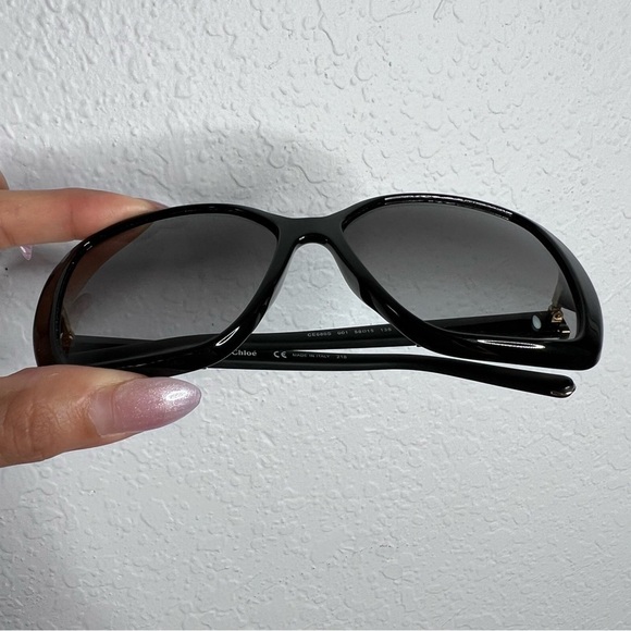 Chloe sunglasses black large round squared women main image 4